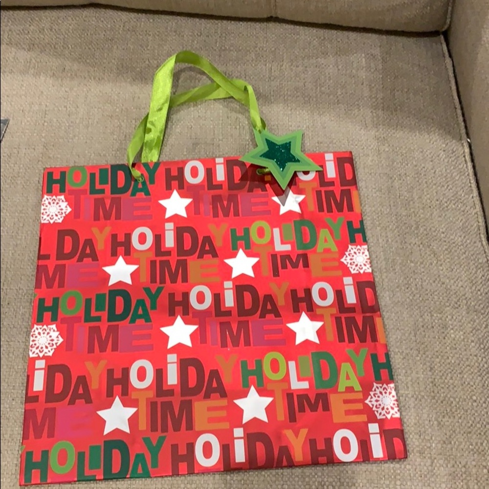 3 Metallic Holiday Time Christmas Gift Bags &Tags